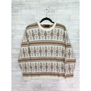 Vintage Men's Jersild Acrylic‎ Ski Winter Lighthouse Icelandic Sweater L Large